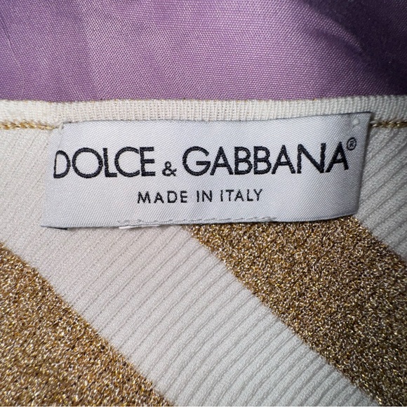 Dolce & Gabbana Metallic Stripe Rib Knit Halter Top Size 42 (EU) 6-8 est. US - Picture 8 of 12